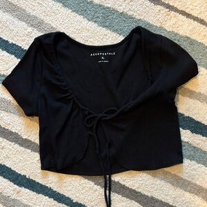 Aeropostale Black Crop Top with Tie Detail